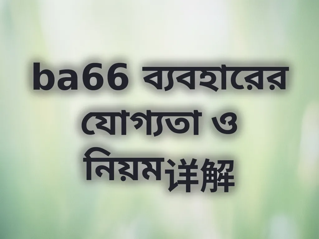 ba66 ব্যবহারের যোগ্যতা ও নিয়ম详解